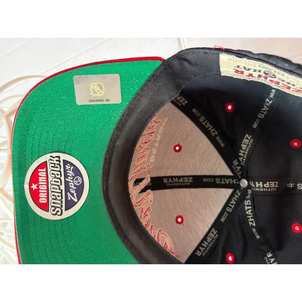 Zephyr Detroit Red Wings NHL Snapback Hat Black Red Green Underbrim Mens Cap